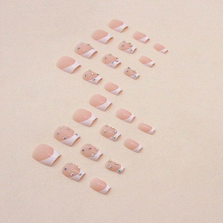 Elegant Rhinestone French Tip Nail Art Kalsten