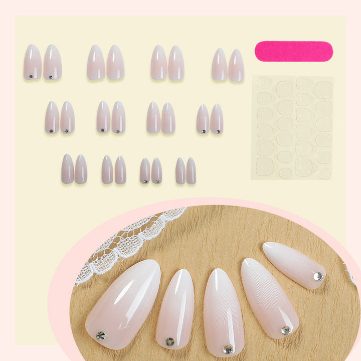 Glossy Press-On Nail Set with Gem Accents Kalsten