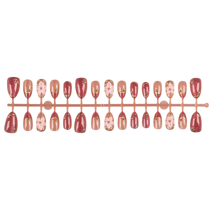 Elegant Floral Press-On Nails Set