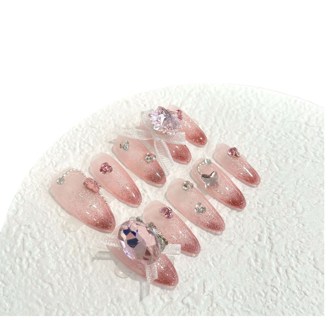 Glamorous Rhinestone-Accent Press-On Nail Set