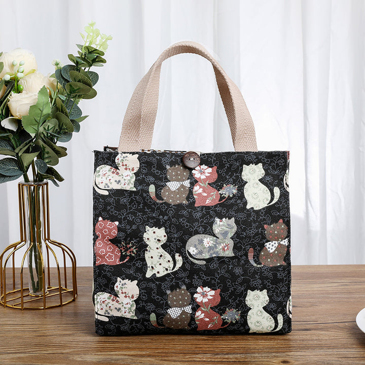 Cute Cat-Themed Storage Tote Kalsten