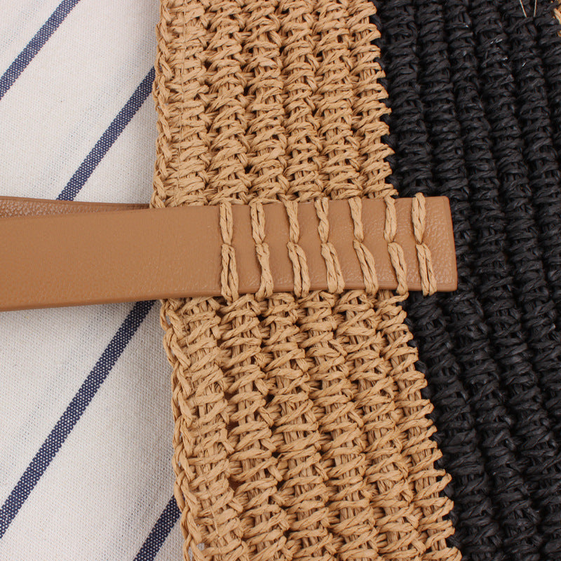 Spacious straw bag with elegant leather handles Kalsten
