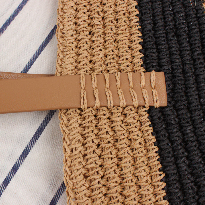 Spacious straw bag with elegant leather handles Kalsten