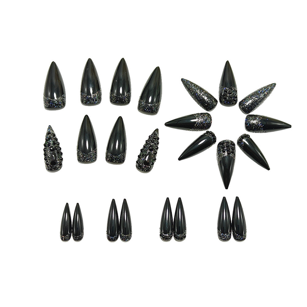 Artificial Nails in Elegant Stiletto Design with Sparkling Rhinestone Accents Kalsten