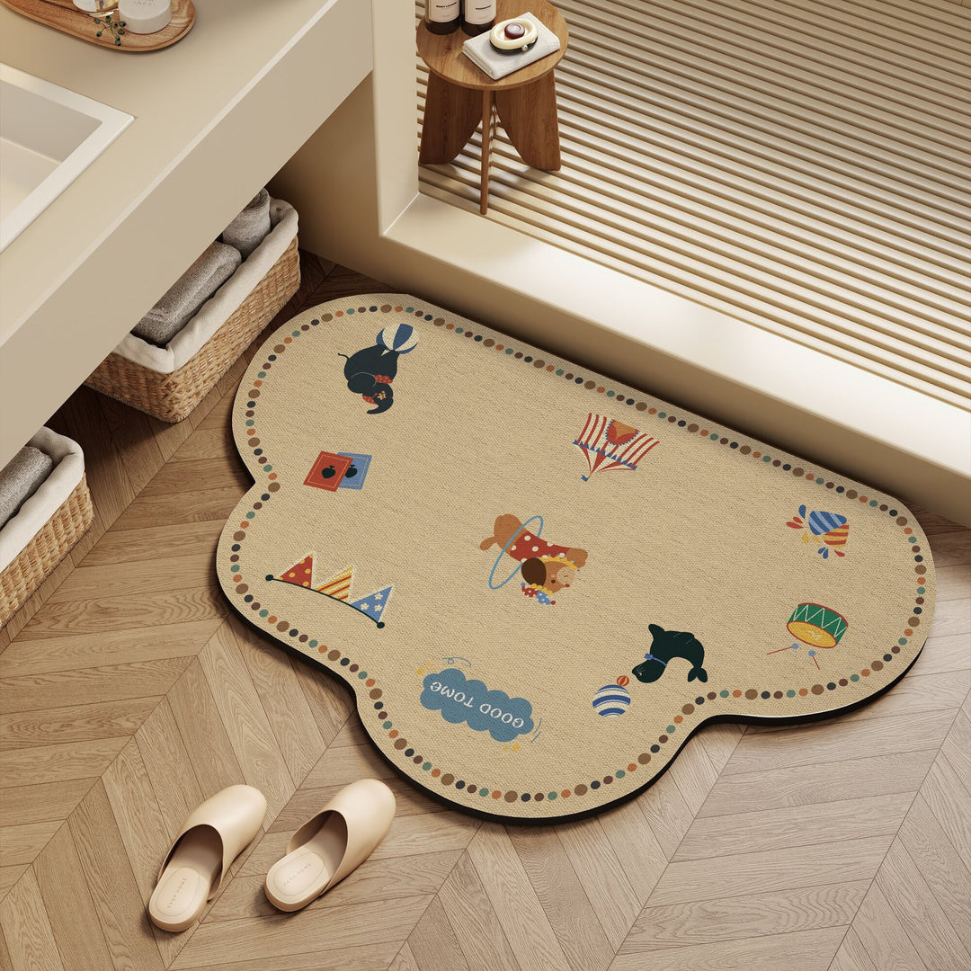 Playful dog-themed bath mat