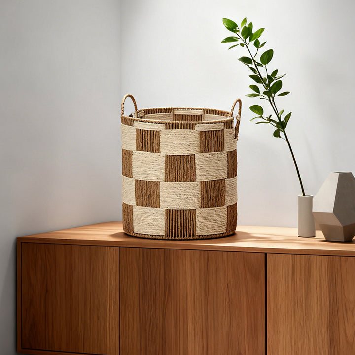 Handcrafted storage basket with carry handles Kalsten