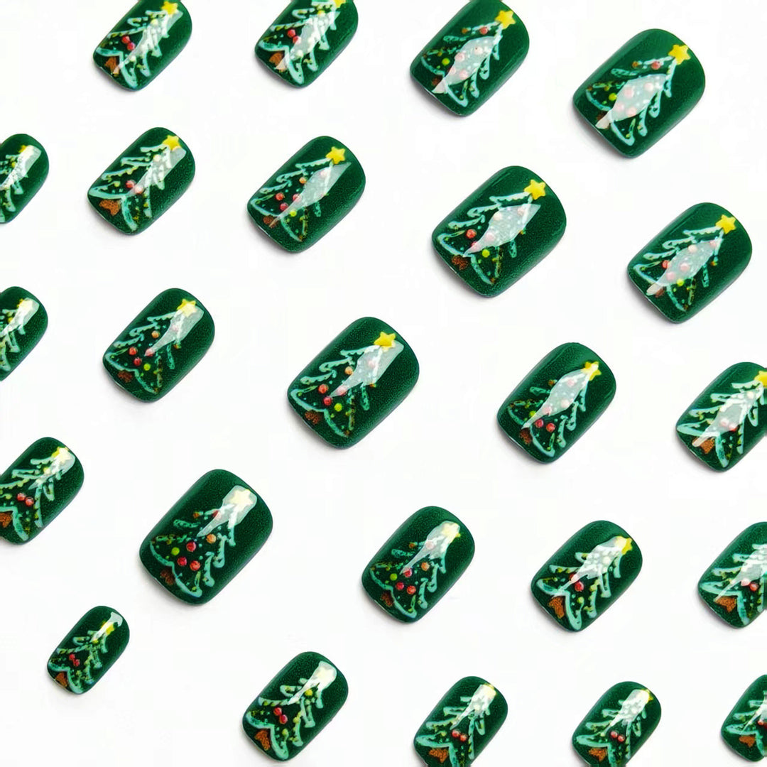 Festive artificial nails with Christmas tree design Kalsten