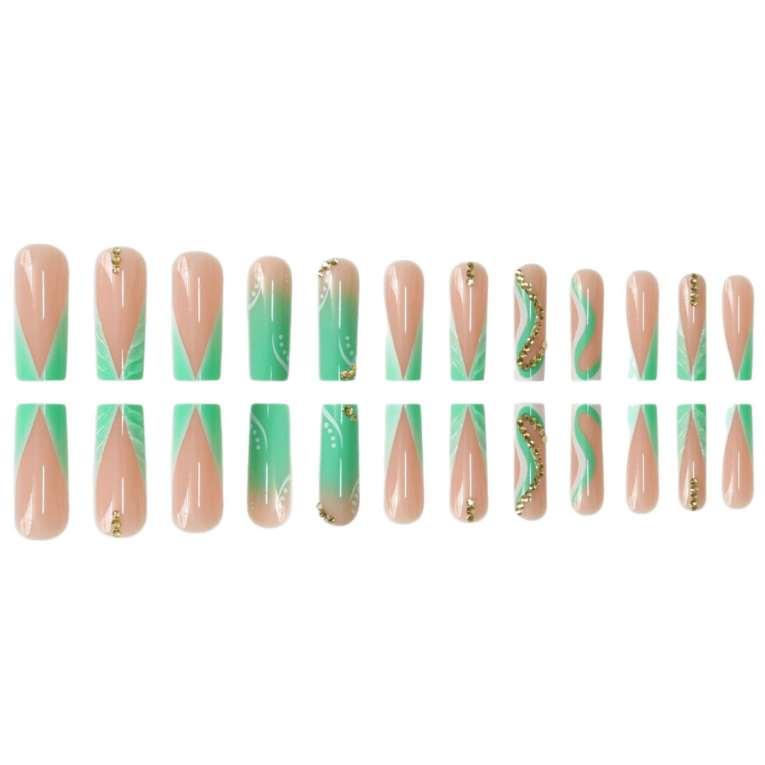 Decorative Press-On Nail Art Set with Rhinestone Accents Kalsten