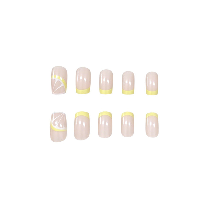 Elegant Lemon-Themed Acrylic Nail Art Enhancements Kalsten