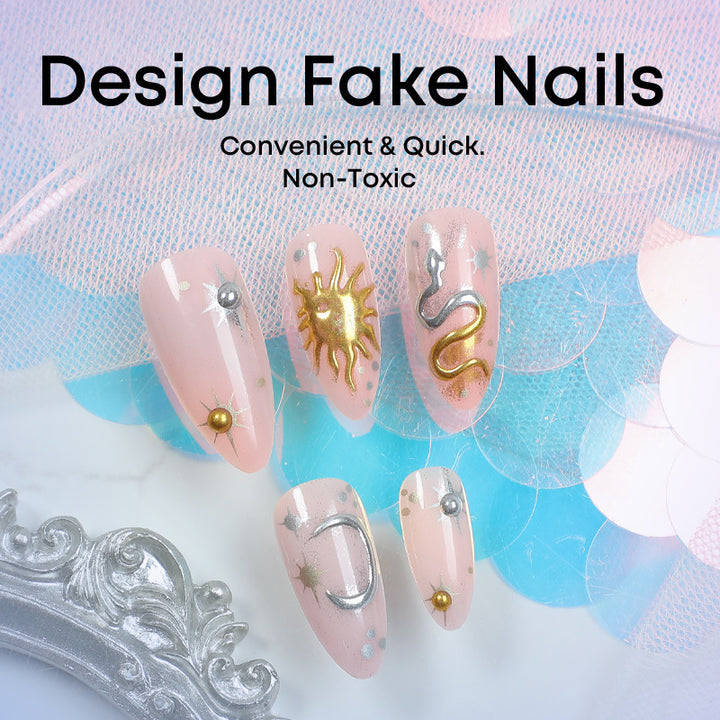 Artificial nail set with star and moon motifs Kalsten
