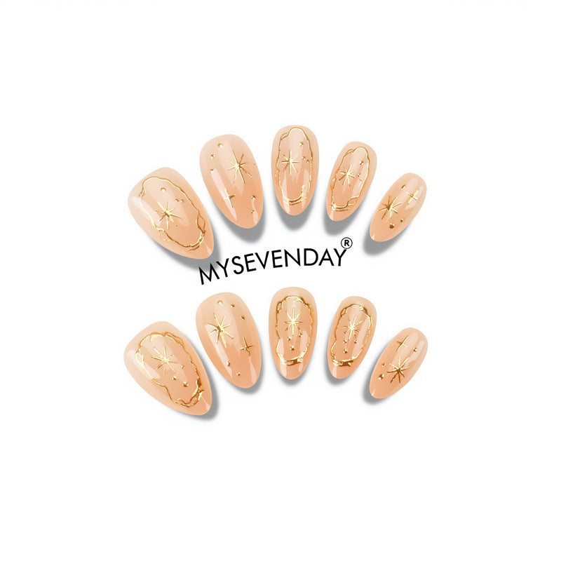Elegant Gold-Embellished Press-On Nails Kalsten