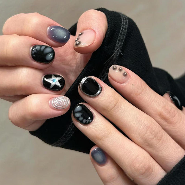 Artificial nail set with creative star and glitter designs Kalsten