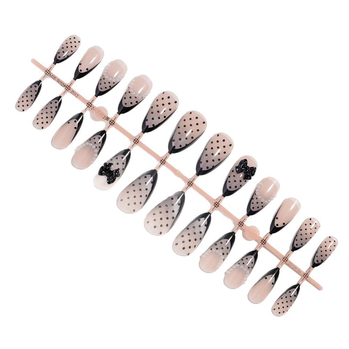 Elegant Polka Dot Press-On Nails with Bow Accents Kalsten
