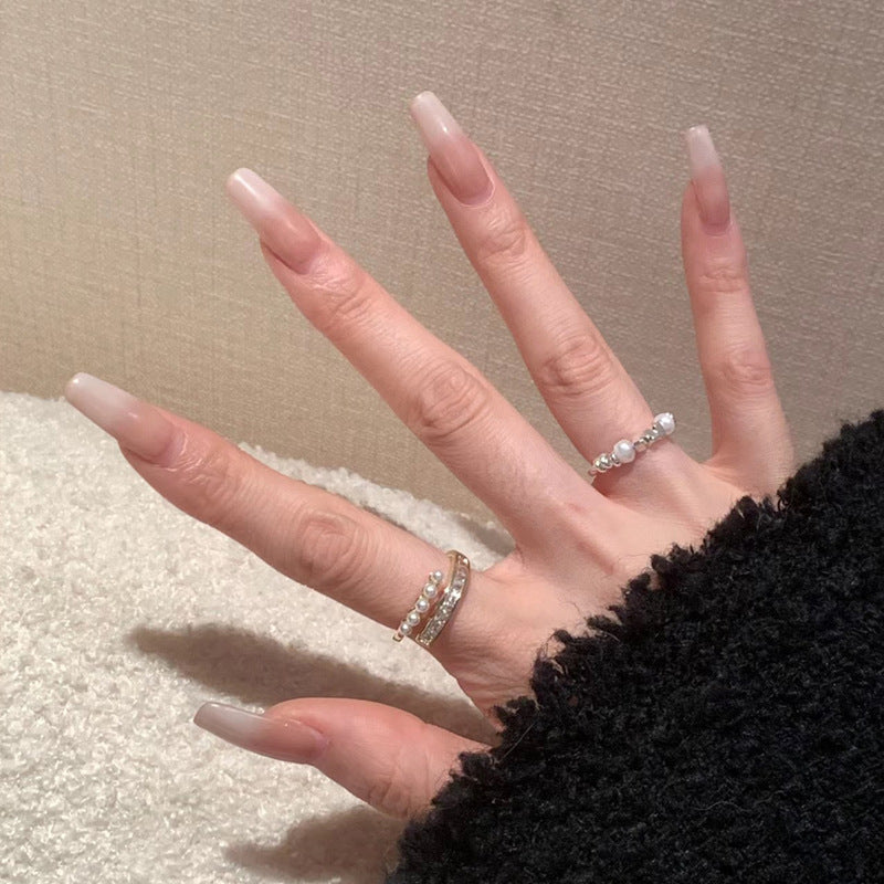 Elegant Long Coffin-Shaped Press-On Nails Kalsten