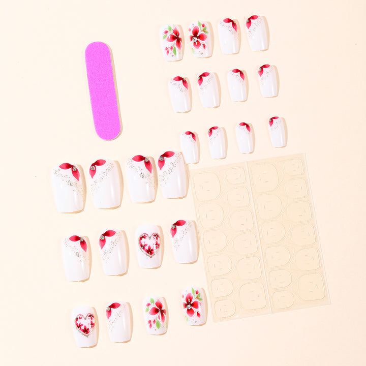 Artistic Floral Heart Acrylic Nail Art Kalsten