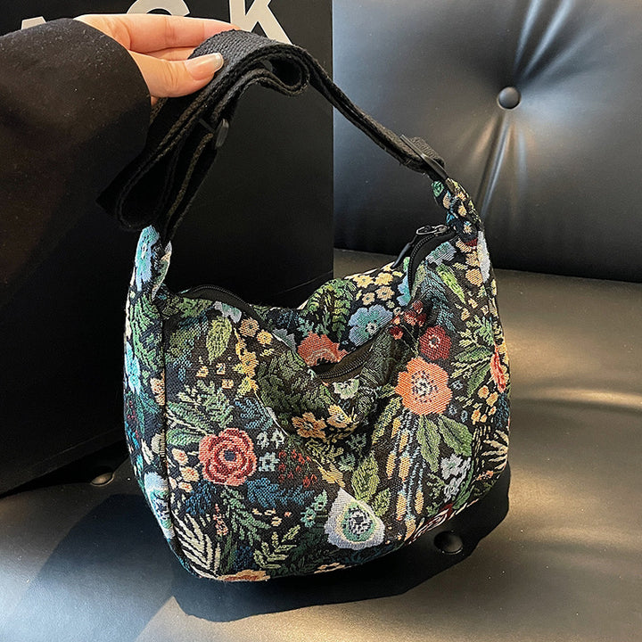 Floral Patterned Canvas Shoulder Bag