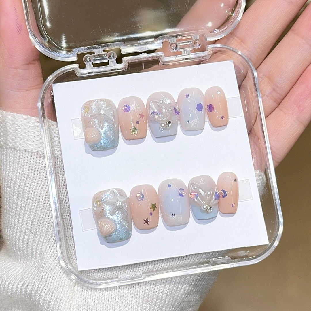 Artificial nails with sparkling galaxy design Kalsten