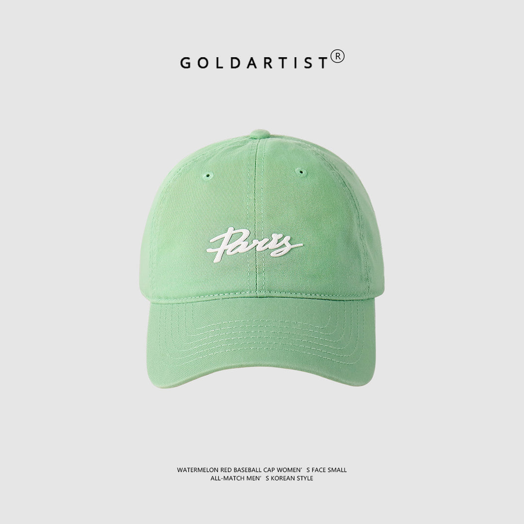 Casual Cotton Baseball Cap with Paris Embroidery