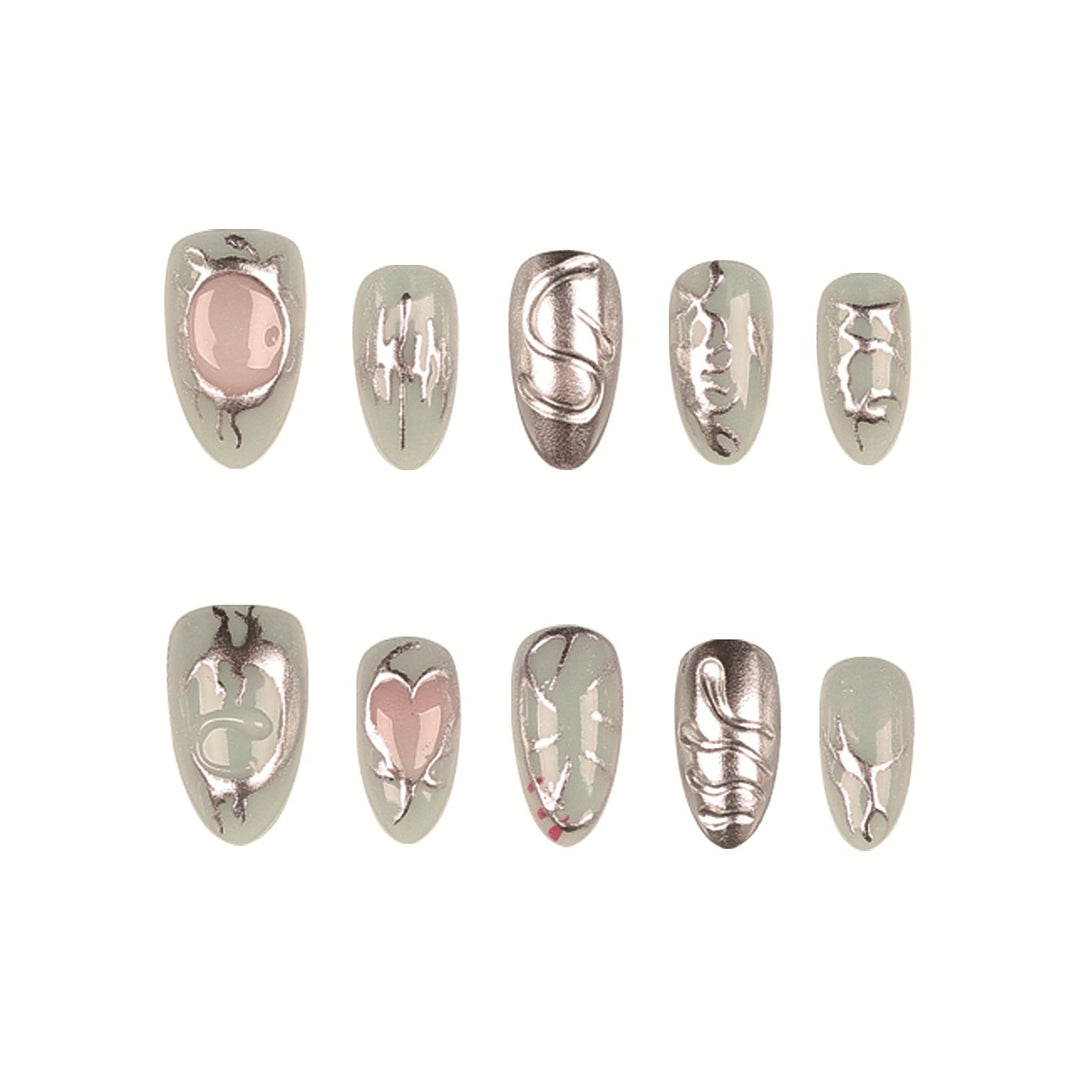 Artistic Metallic Press-On Nails