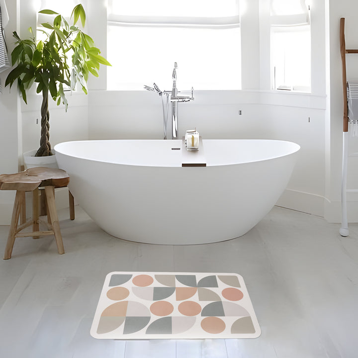 Kalsten Bath Mat Set made of soft microfiber with non-slip latex backing and delicate ornamental print