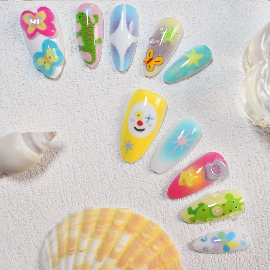 Playful Themed Press-On Nail Art Set Kalsten