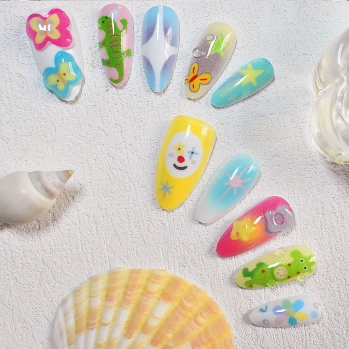 Playful Themed Press-On Nail Art Set Kalsten