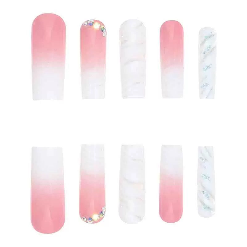 Artificial nail set with glamorous 3D accents and transparent design Kalsten
