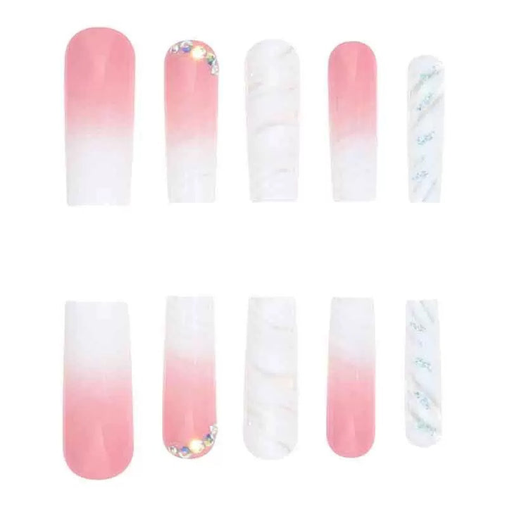 Artificial nail set with glamorous 3D accents and transparent design Kalsten