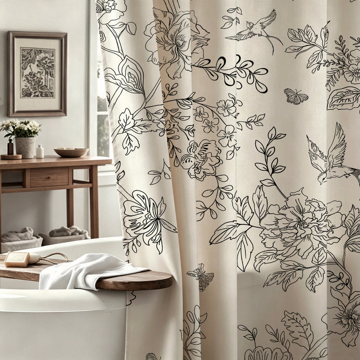 Floral Embroidered Shower Curtain Kalsten