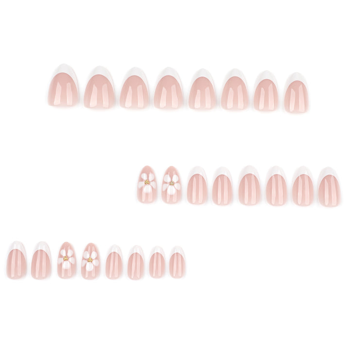Artful nail extensions with flower design and elegant French tips Kalsten