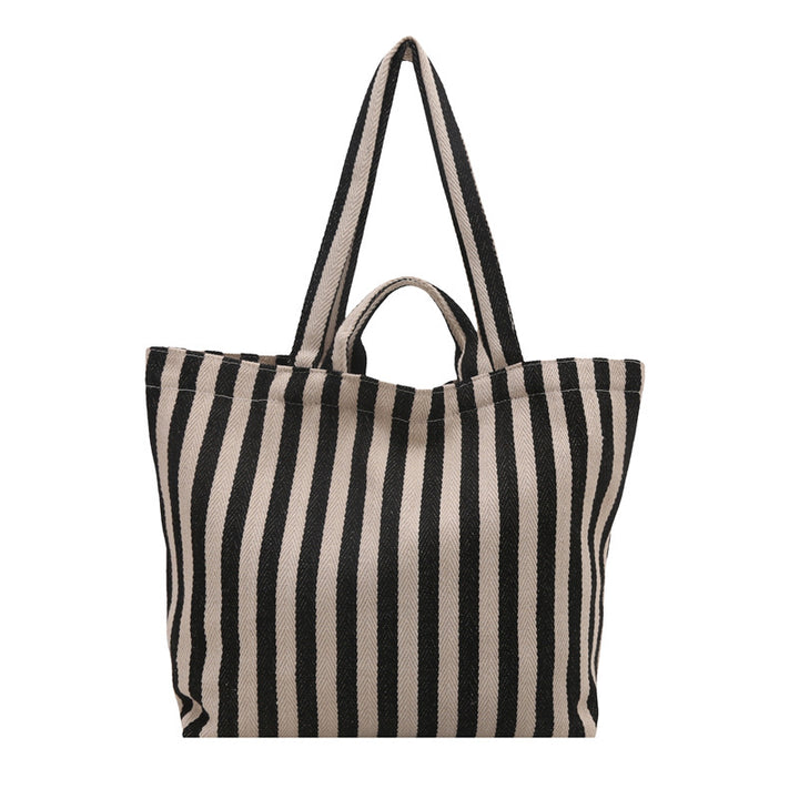 Durable Striped Canvas Beach Tote Bag