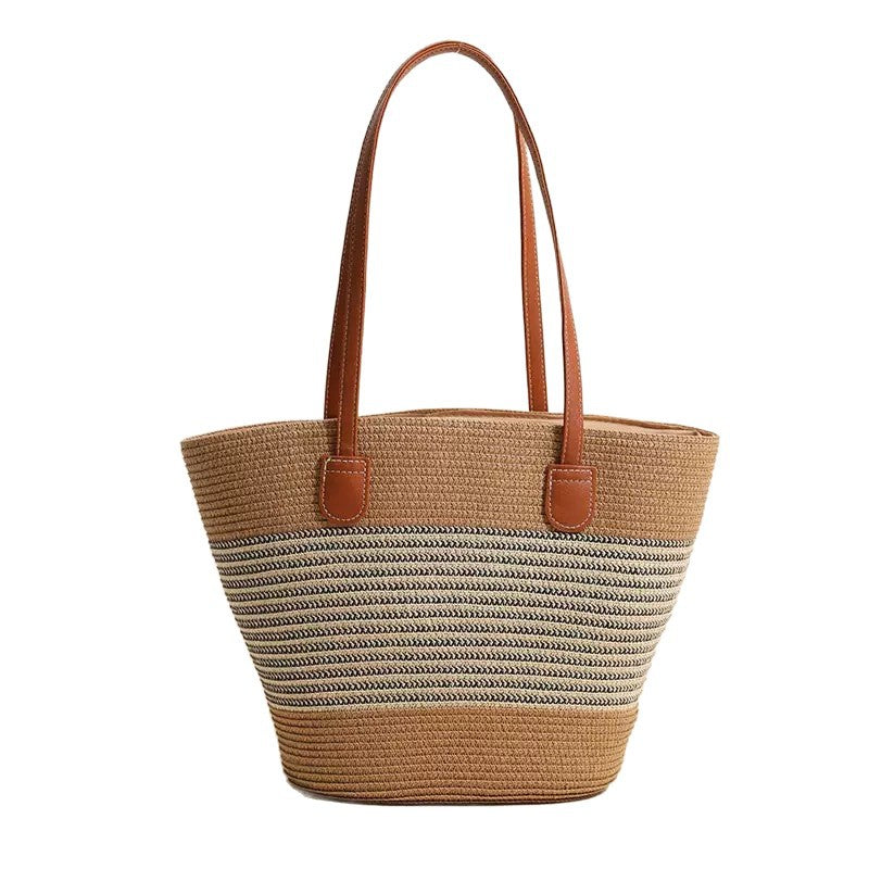 Straw shopping bag with structured accents Kalsten