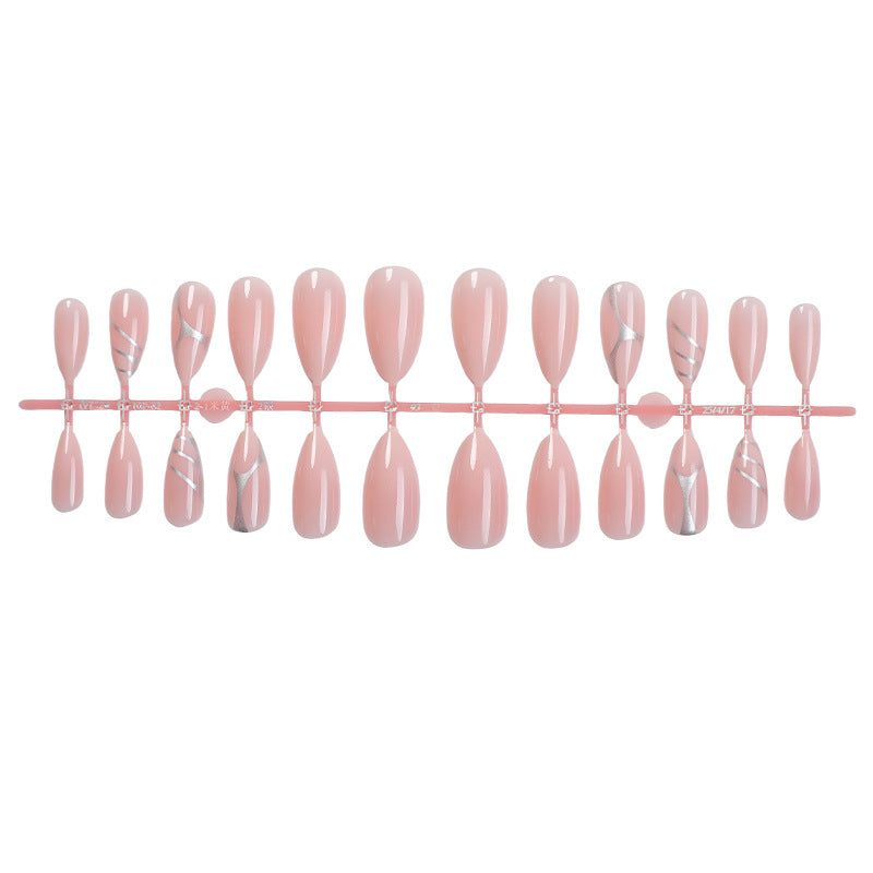 Elegant Press-On Nail Set with Artistic Silver Accents Kalsten