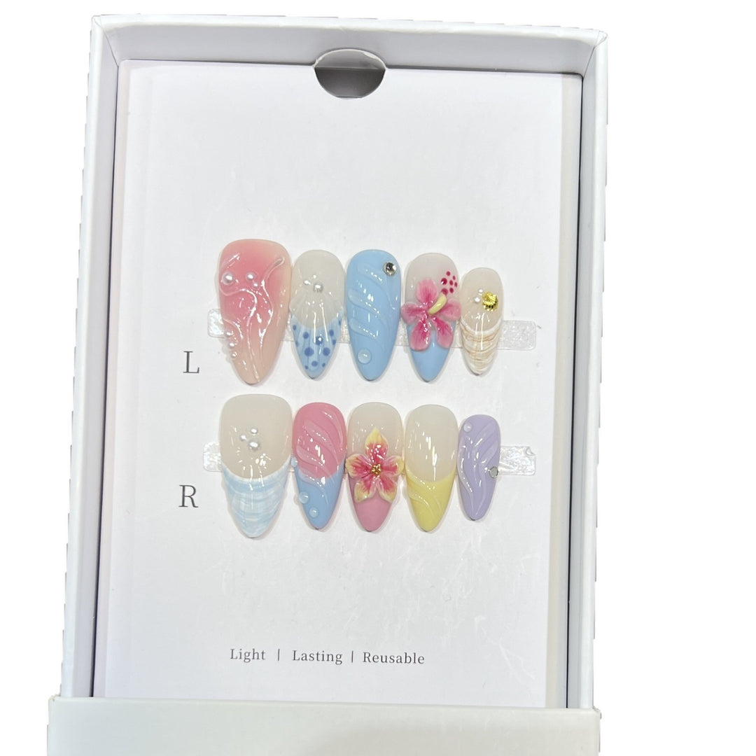 Artistic Floral Stiletto Press-On Nail Set Kalsten