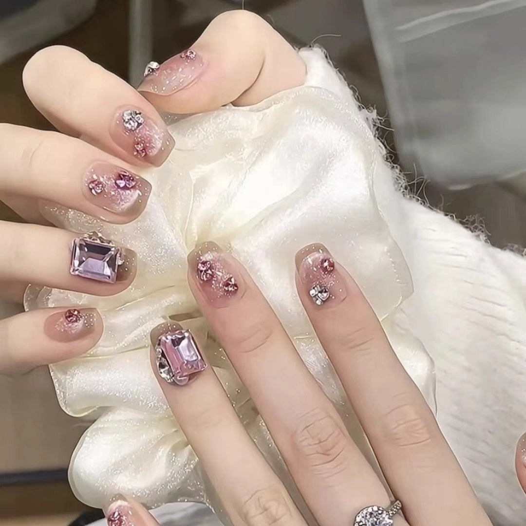 Decorative Gemstone Press-On Nails