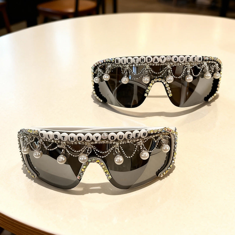Decorative Pearl and Rhinestone Sunglasses Kalsten
