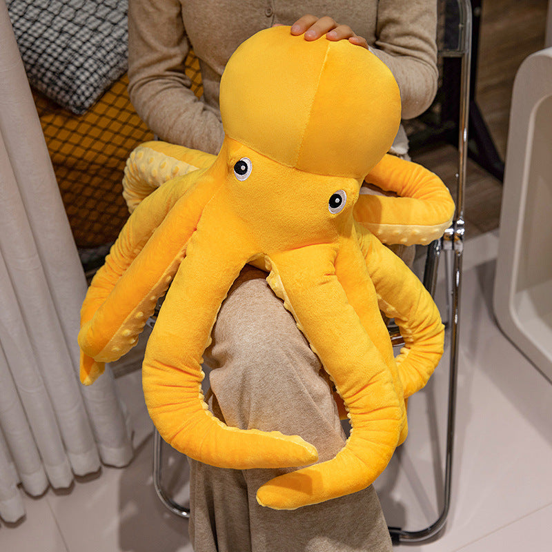 Soft-Octopus Floor Cuddle Pillow with Curled Tentacles and Weighted Huggable Core Kalsten