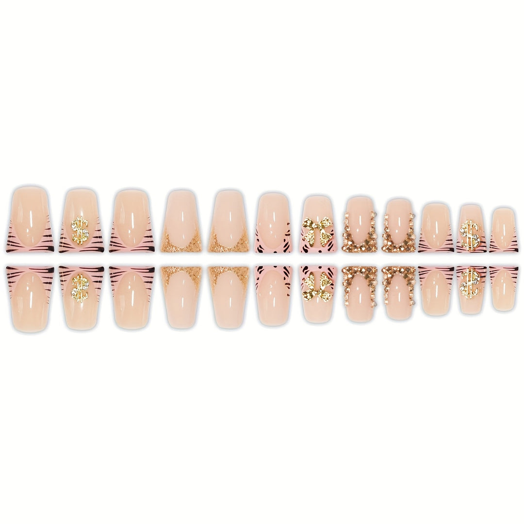 Luxurious 3D Bow-Embellished Press-On Nail Art Set Kalsten