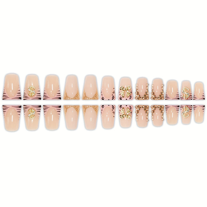 Luxurious 3D Bow-Embellished Press-On Nail Art Set Kalsten