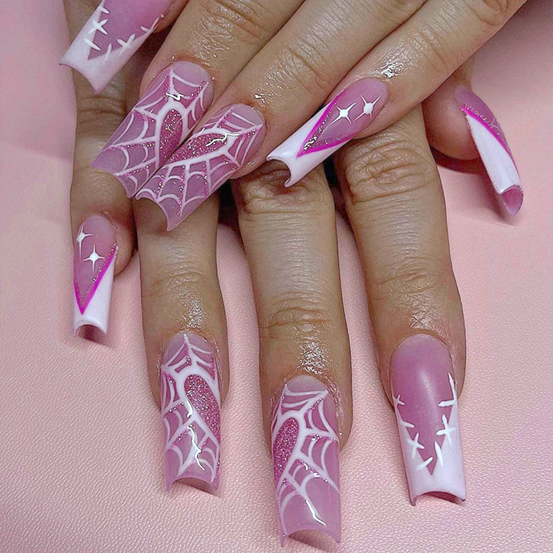 Artistic Spider-Web Press-On Nail Tips Kalsten
