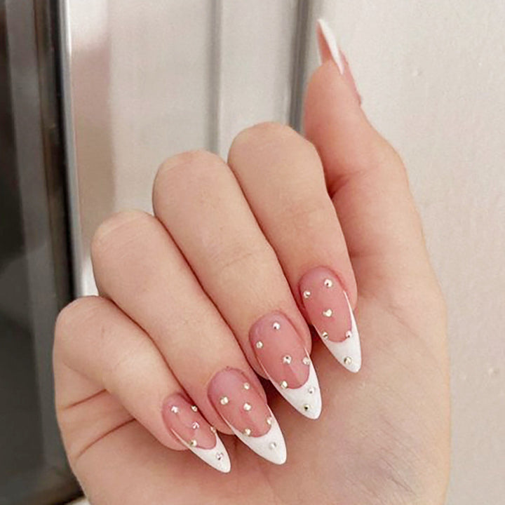 Elegant Artificial Nail Tips in Glamorous French Design Kalsten