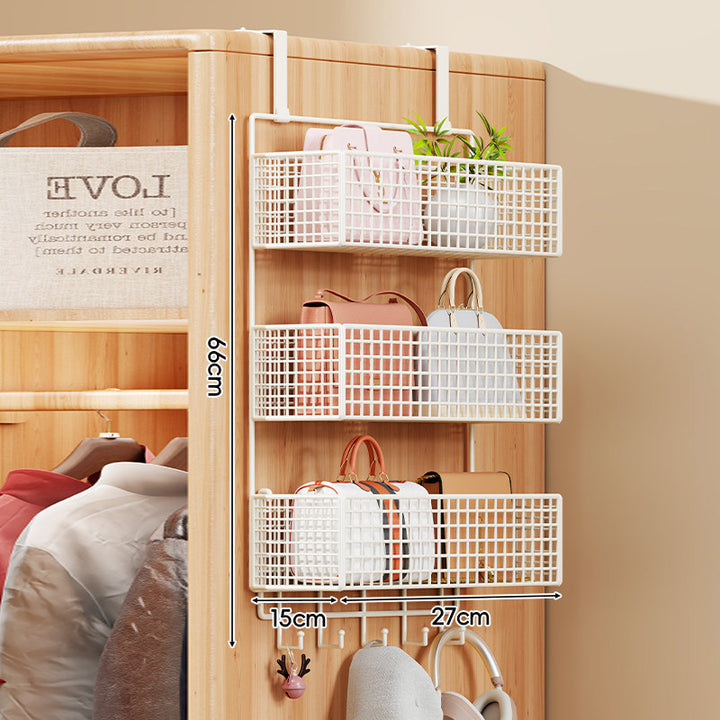 Over-the-Door Multi-Tier Metal Grid Hanging Storage Organizer