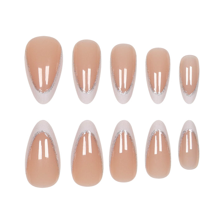 Elegant Stiletto Press-On Nails with Silver Glitter Accents Kalsten