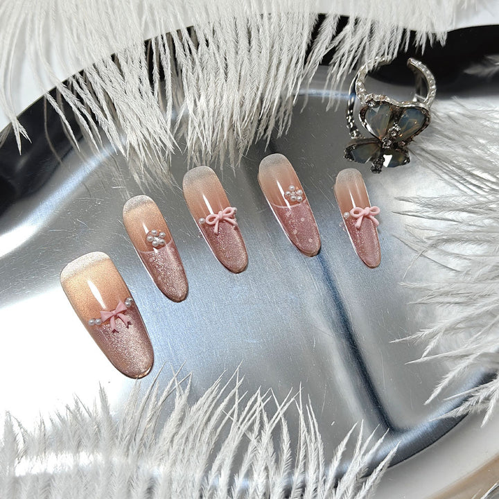 Elegant artificial nails with bows and pearl decoration Kalsten