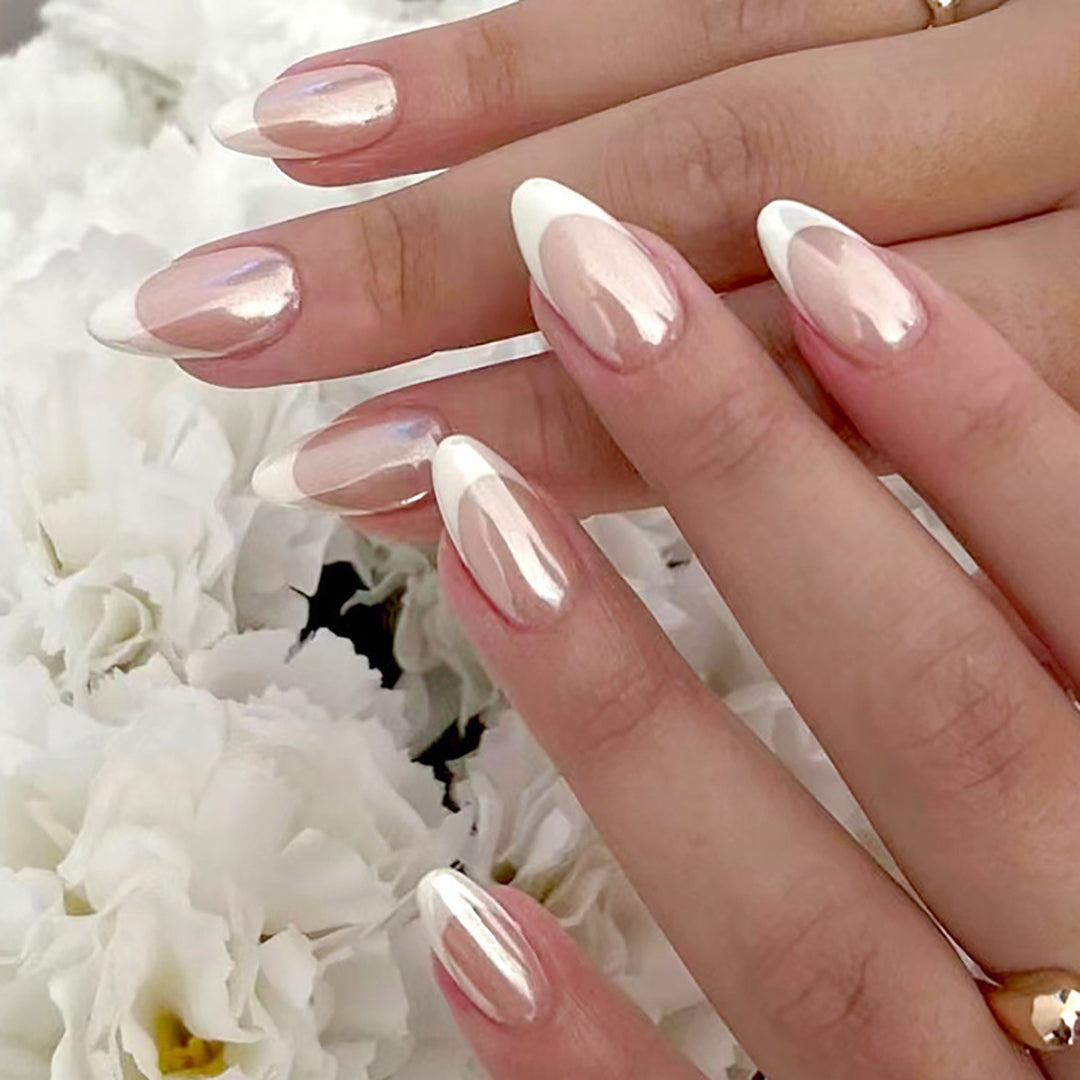 Premium Glossy French Tip Press-On Nails Kalsten