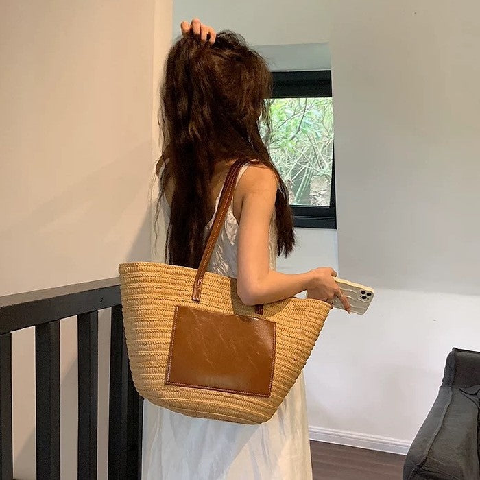 Beach bag with integrated leather pouch Kalsten