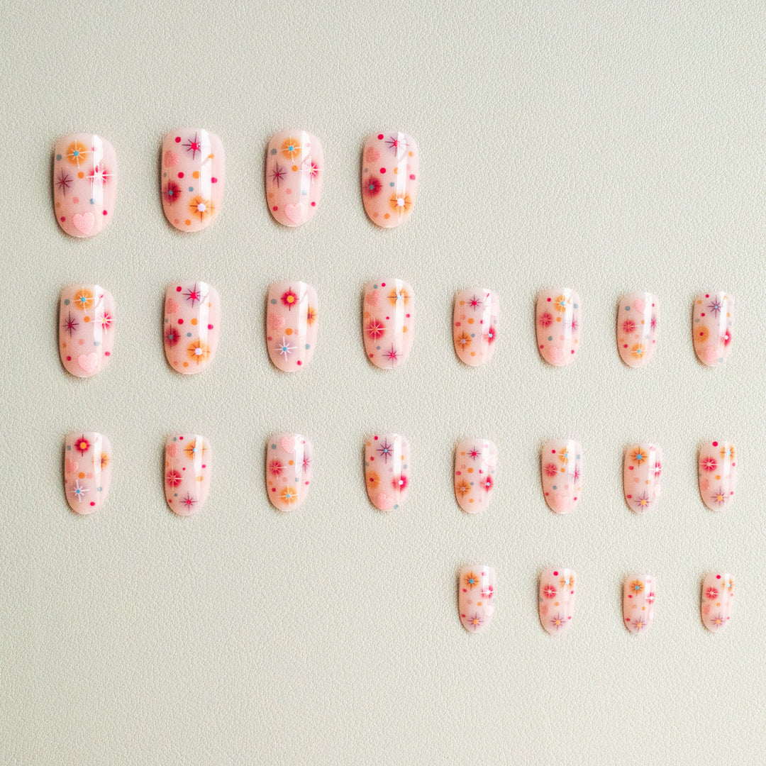 Whimsical Heart and Star Nail Art