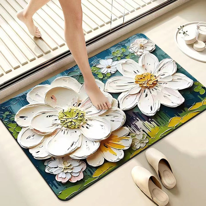 Luxurious Floral Design Bath Mat