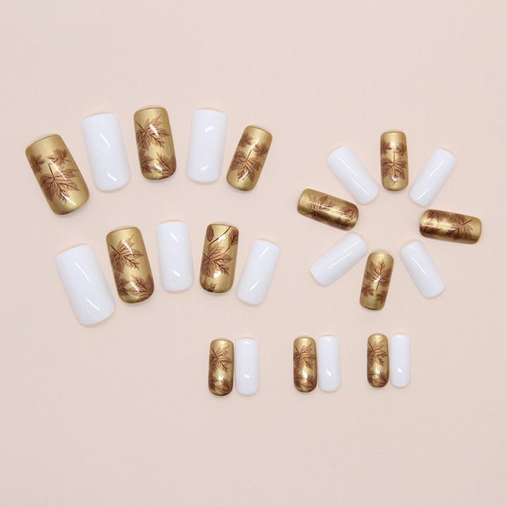 Luxury Metallic Leaf Design Press-On Nail Tips Kalsten