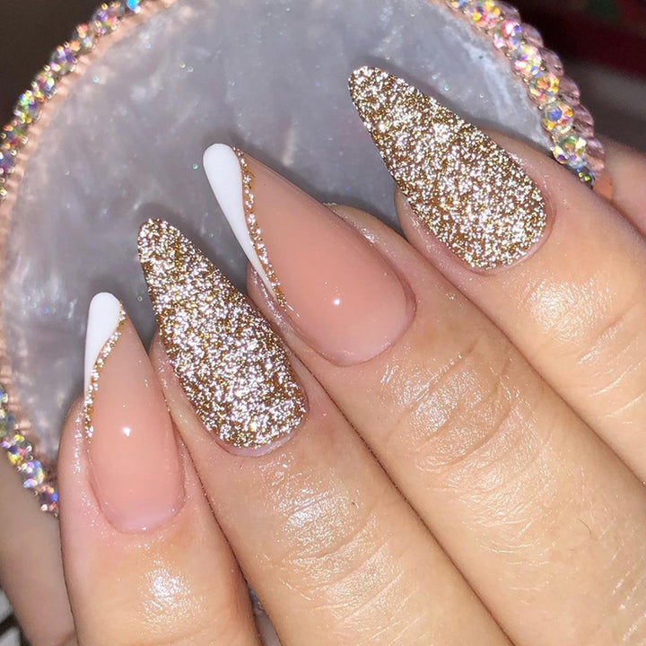 Glamorous Glittery Stiletto Press-On Nails Kalsten